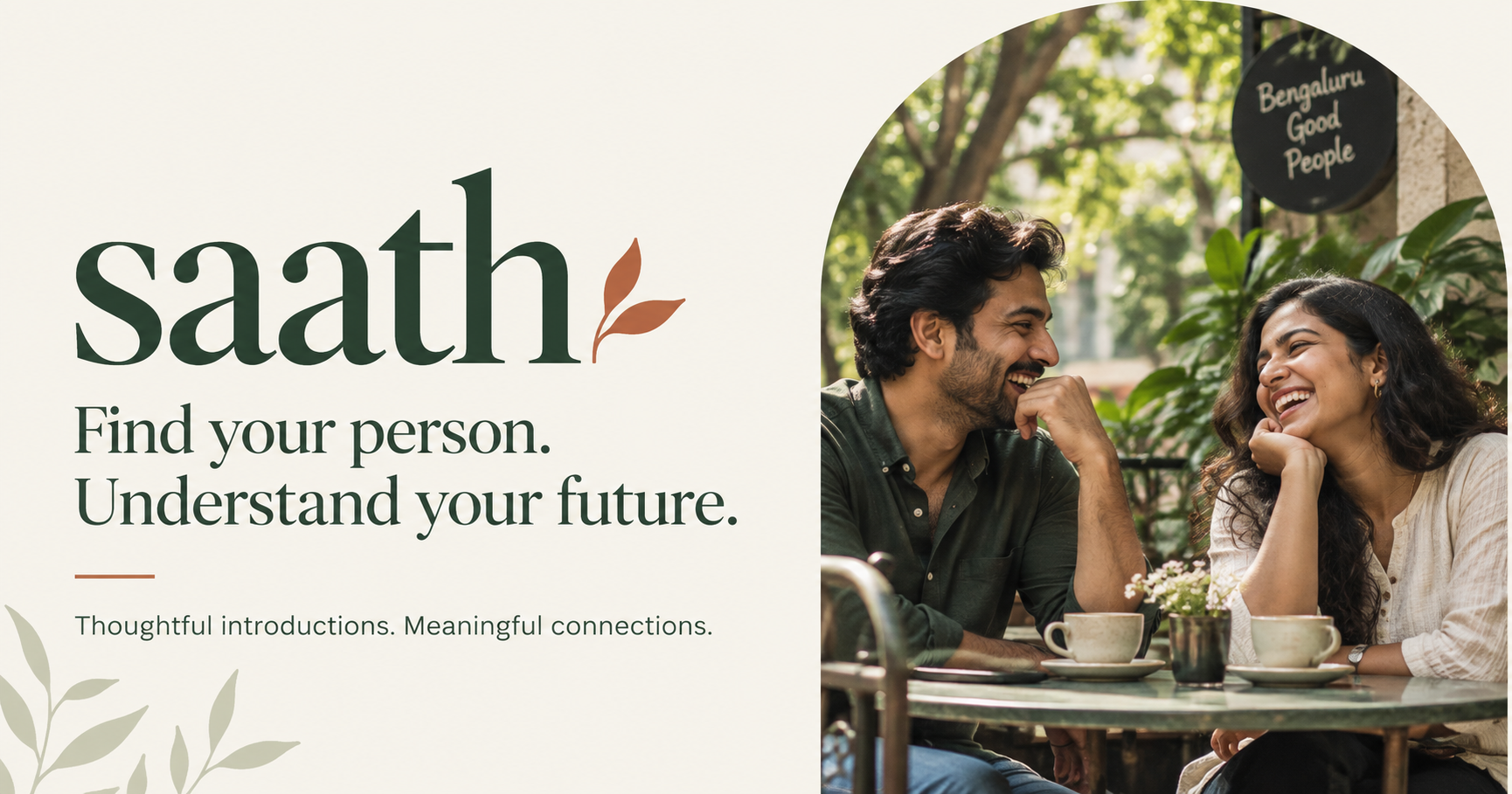 An illustrated vision of two people sharing a relaxed conversation over coffee